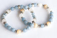 Handmade stone bracelets with Quartz, yellow opal and Angelite gemstones.