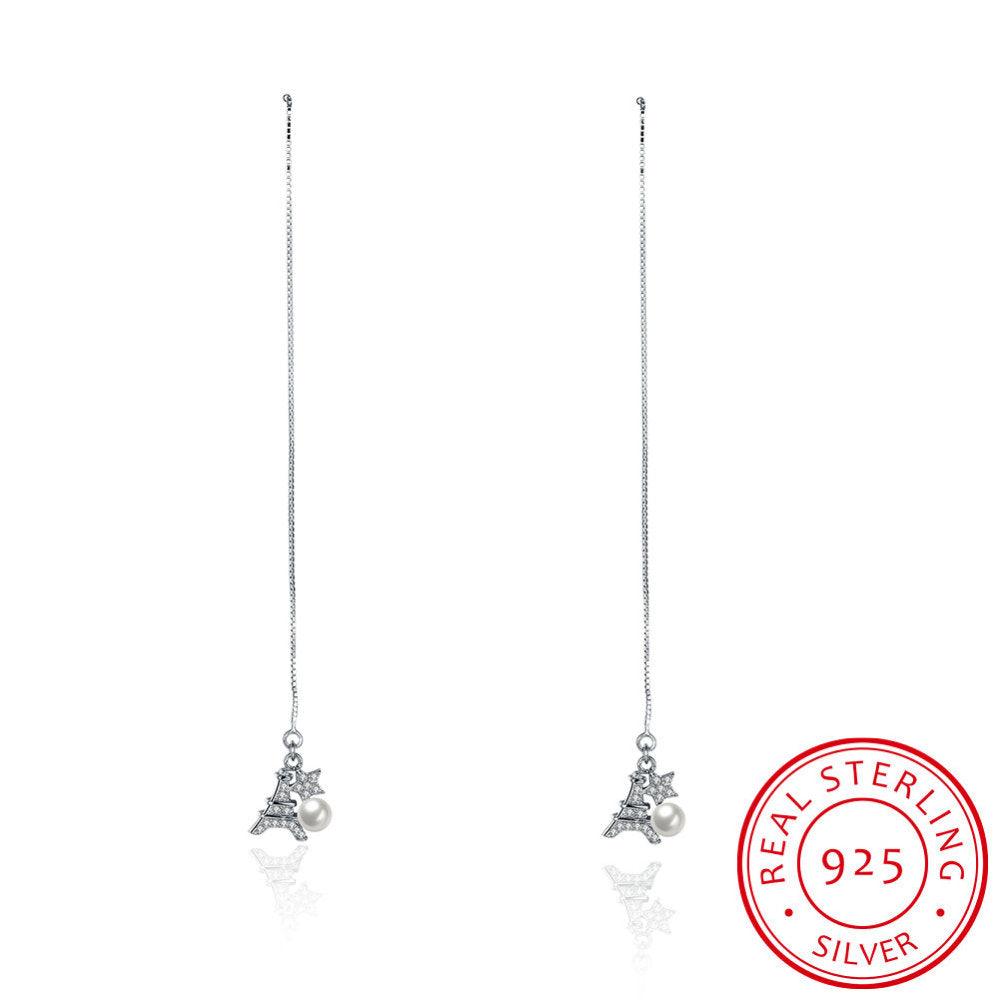 Sterling Silver Eiffel Tower Threader Earrings - Fierce Lynx Designs