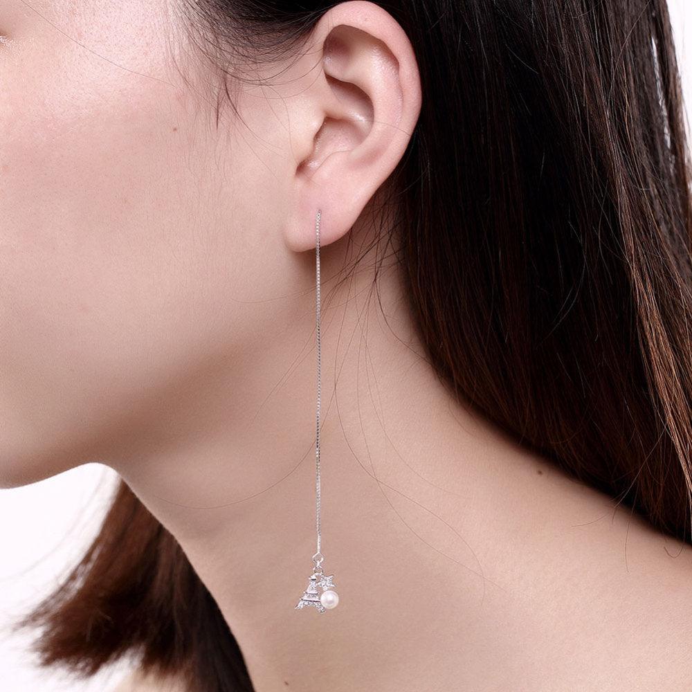 Sterling Silver Eiffel Tower Threader Earrings - Fierce Lynx Designs