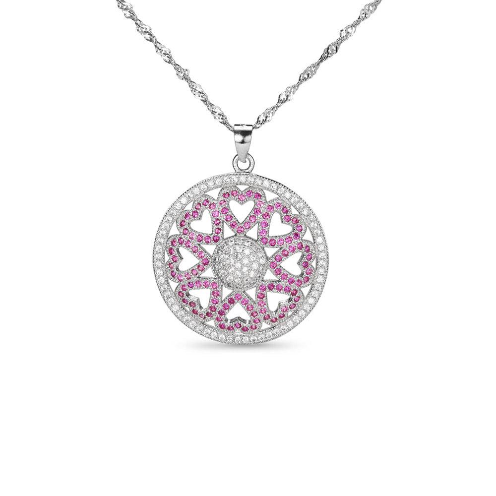 Sterling Silver Pendant Necklace with Crystal Hearts - Fierce Lynx Designs