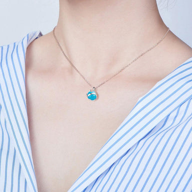 Sterling Silver Pendant Necklace with Sky Blue Opal - Fierce Lynx Designs