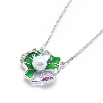 Sterling Silver Pendant Necklaces with Lotus & Pearl - Fierce Lynx Designs
