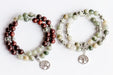 Green Line Jasper Natural Gemstone Bracelet with Sandalwood beads