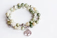 Green Line Jasper Natural Gemstone Bracelet with Tree of Life charm