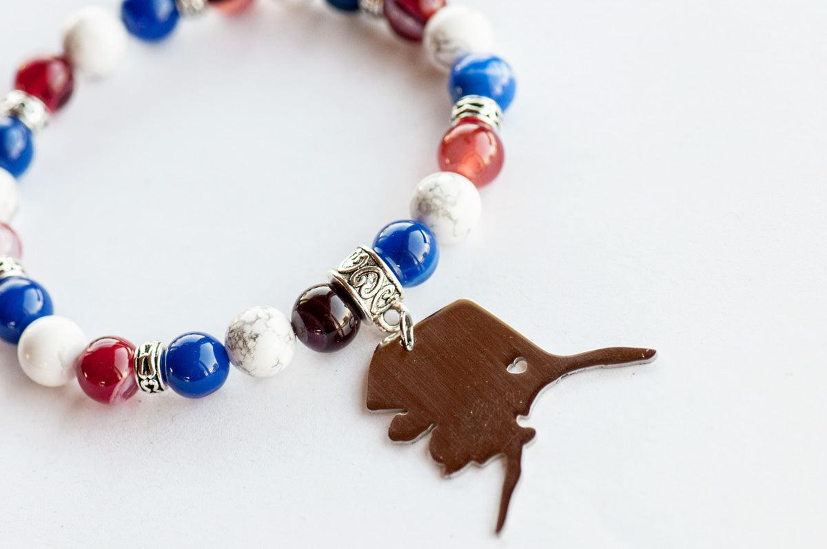 The STATEment - Gemstone Stretch Bracelet With State Charm - Fierce Lynx Designs