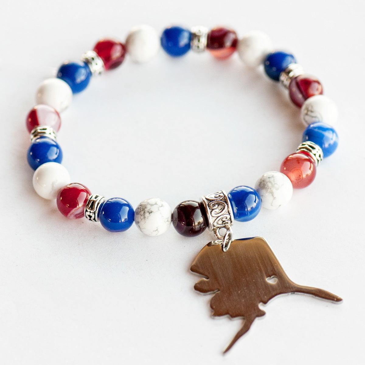 The STATEment - Gemstone Stretch Bracelet With State Charm - Fierce Lynx Designs