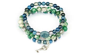 Thoughtful Lynx - Dumortierite and Jade gemstone bracelet set
