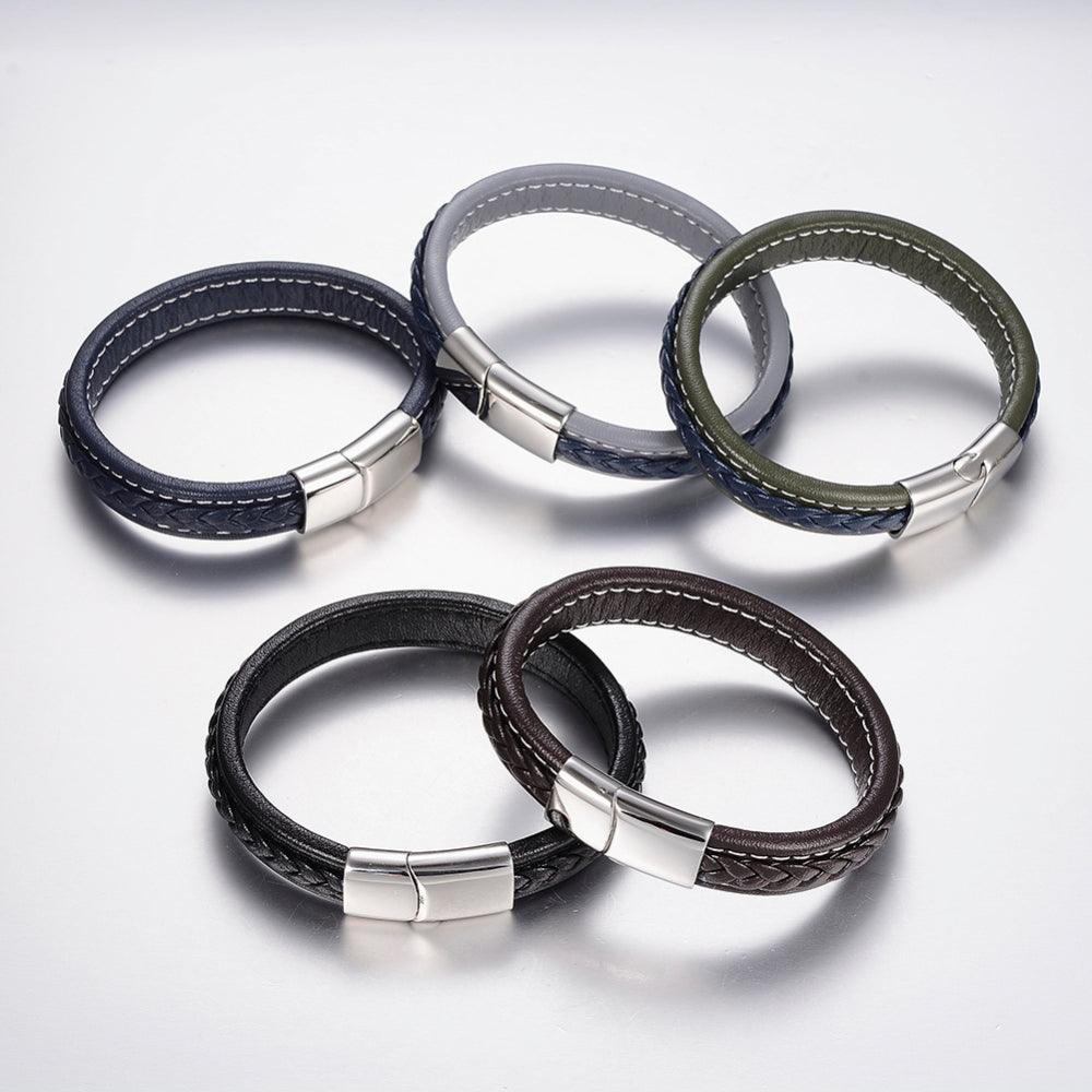 Unisex Braided Leather Bracelets with Stainless Steel Magnetic Clasp - Fierce Lynx Designs