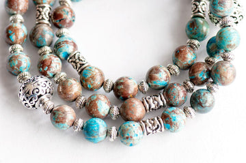 Voyage to Casablanca - Calsilica Jasper triple wrap gemstone bracelet