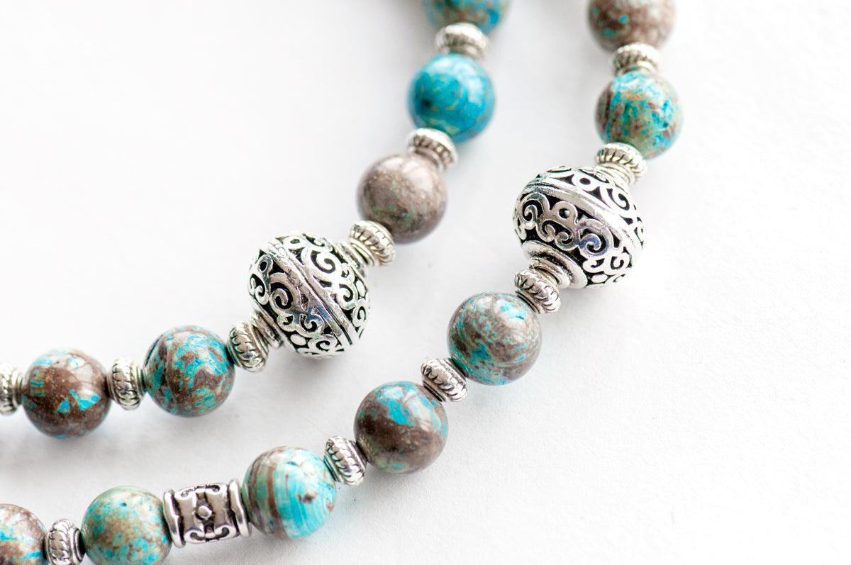 Voyage to Casablanca - Calsilica Jasper triple wrap gemstone bracelet