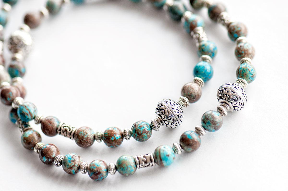 Voyage to Casablanca - Calsilica Jasper triple wrap gemstone bracelet