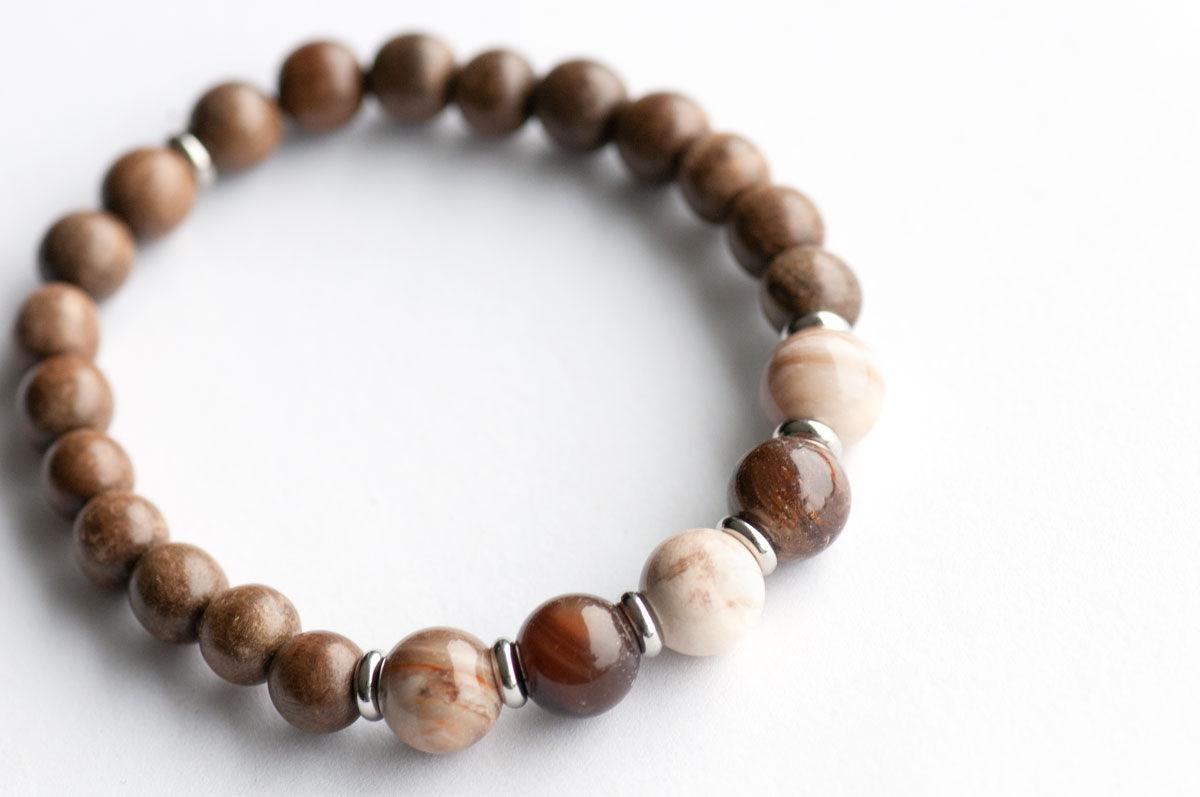 Handmade bracelet for men or women with wood opalite beads